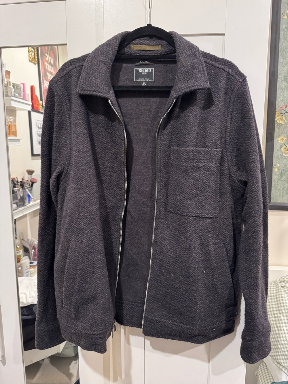 Todd Snyder Dark Charcoal Zip-Up Knit Jacket
